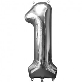 Number 1 Silver Supershape Foil Balloon