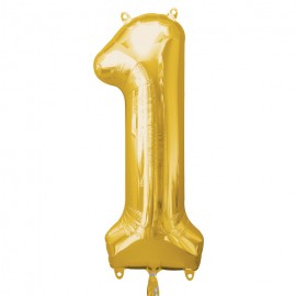 Number 1 Gold Supershape Foil Balloon
