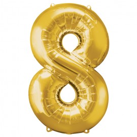 Number 8 Gold Supershape Foil Balloon