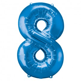 Number 8 Blue Supershape Foil Balloon